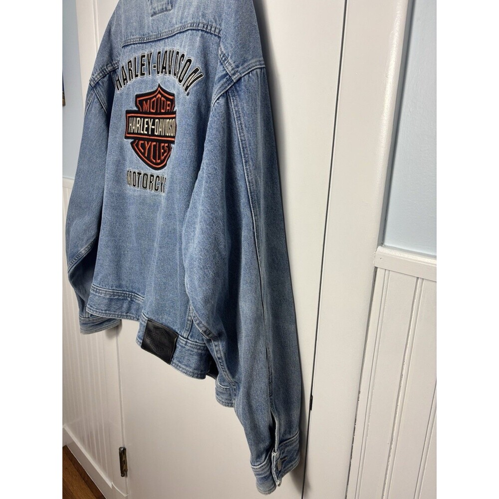 Vintage Harley Davidson Motorcycle Denim Jean Biker Jacket Men's 5XL Logo Patch - Picture 10 of 15